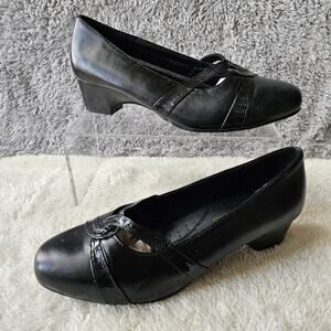 Comfort-Well By‎ Beacon Women’s Faux Leather Block Heeled Shoes Size 7.5M Black